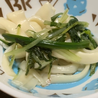 水菜とほうれん草、うどん節の中華サラダ